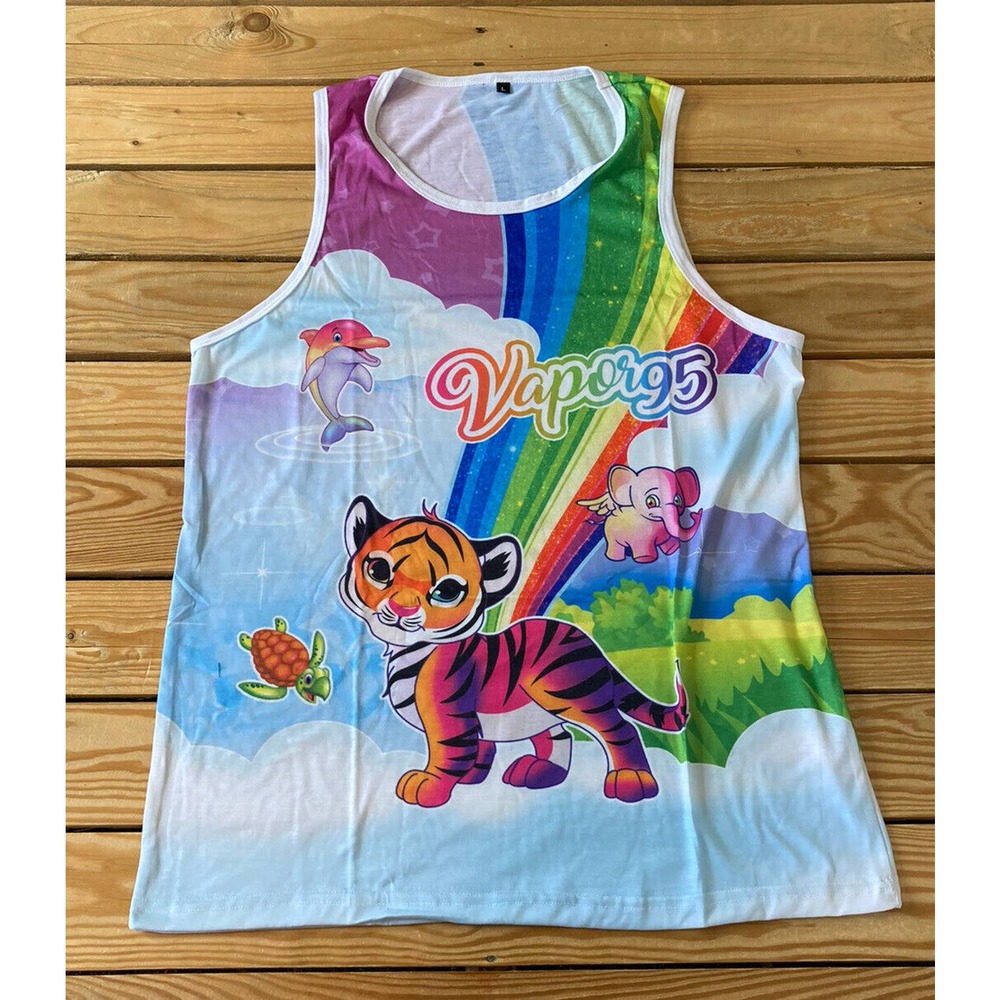 NEW Vapor 95 Tank Top Size Large Men’s White Pullover Rainbow Tiger